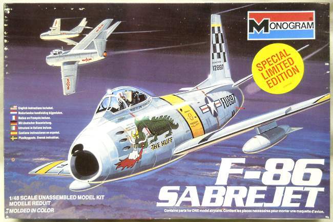 Monogram 1/48 North American F-86 Sabre Jet - 'The Huff' or 'Miss Jenny', 5427 plastic model kit